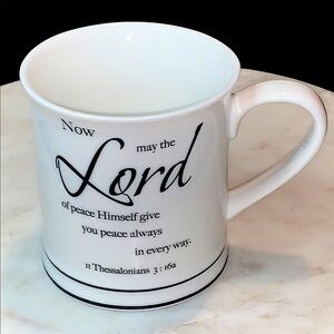 HOME ESSENTIALS COFFEE MUG ll THESSALONIANS 3:16a NEW